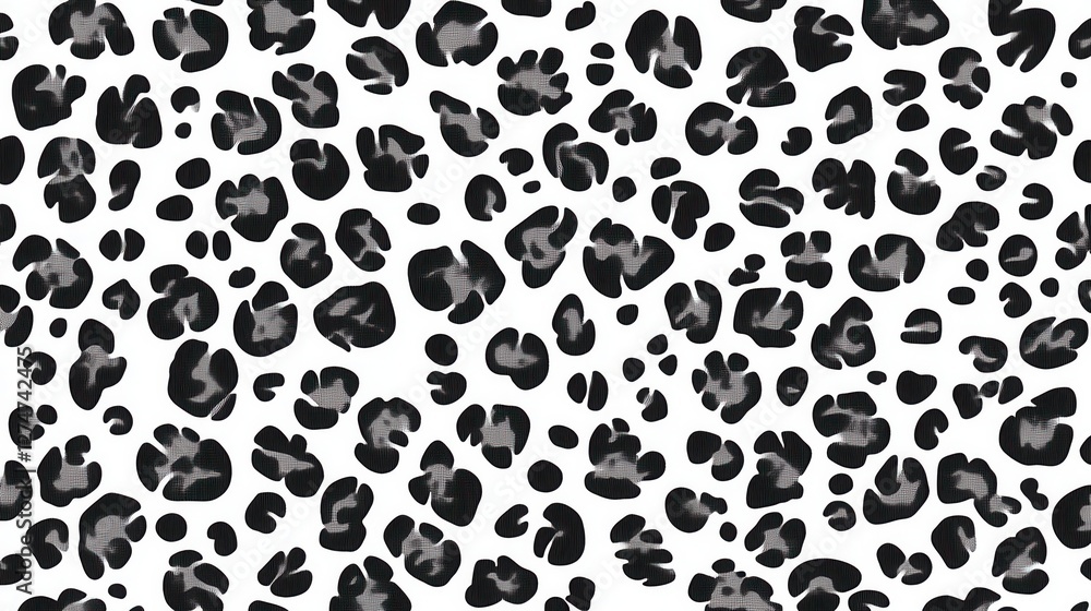 Black and white leopard print pattern on a white background for fashion or decor Black and white leopard print pattern on a white background for fashion or decor