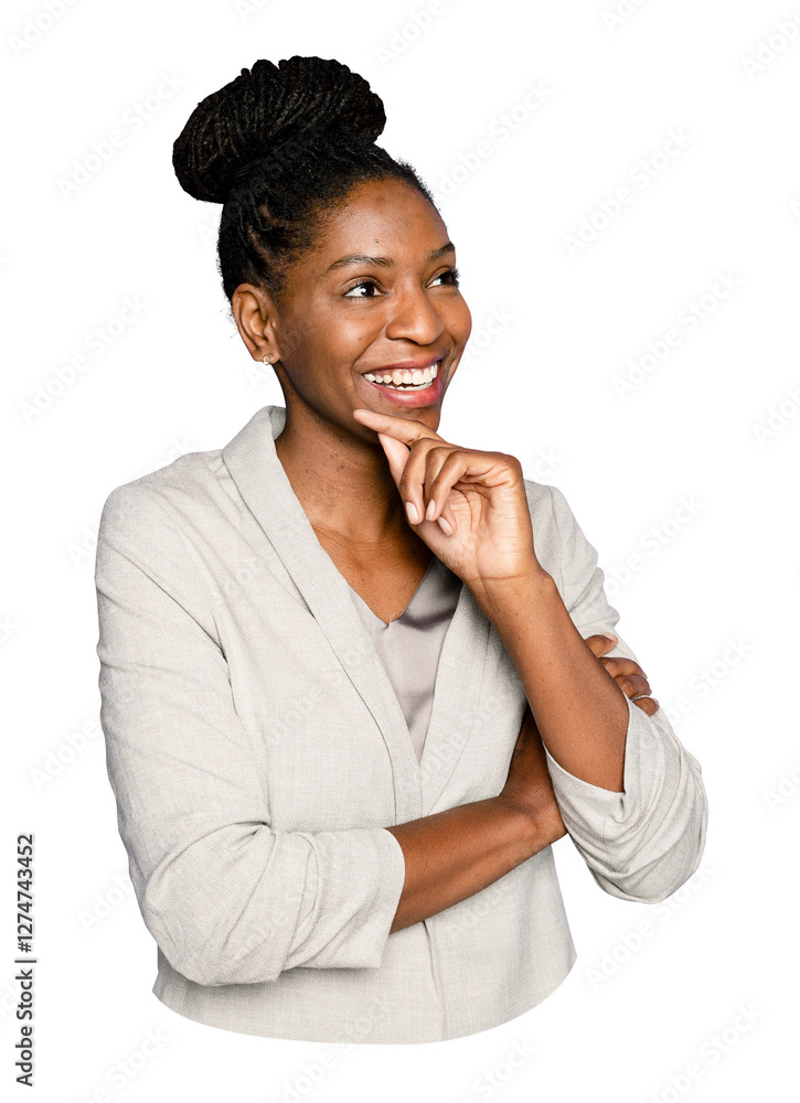 Png African-American woman smiling sticker, transparent background Png African-American woman smiling sticker, transparent background