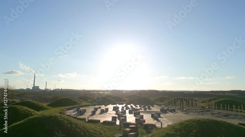 Droneview of recreational area on Stige Ø, Odense, Denmark