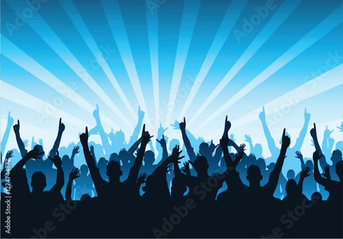set of vector illustration a crowd of people at a concert with their hands up Adobe Illustrator Artwork people dancing in the night