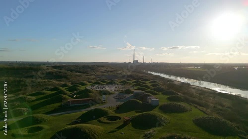 Droneview of recreational area on Stige Ø, Odense, Denmark