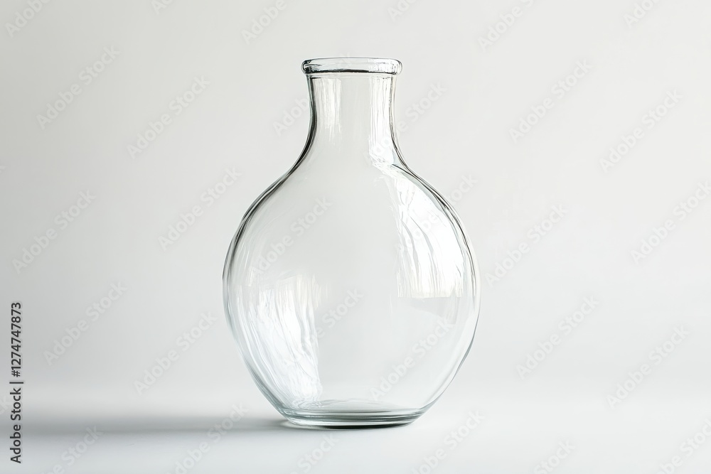 Transparent glass vase with a modern design placed elegantly against a neutral background isolated on transparent background Transparent glass vase with a modern design placed elegantly against a neutral background isolated on transparent background