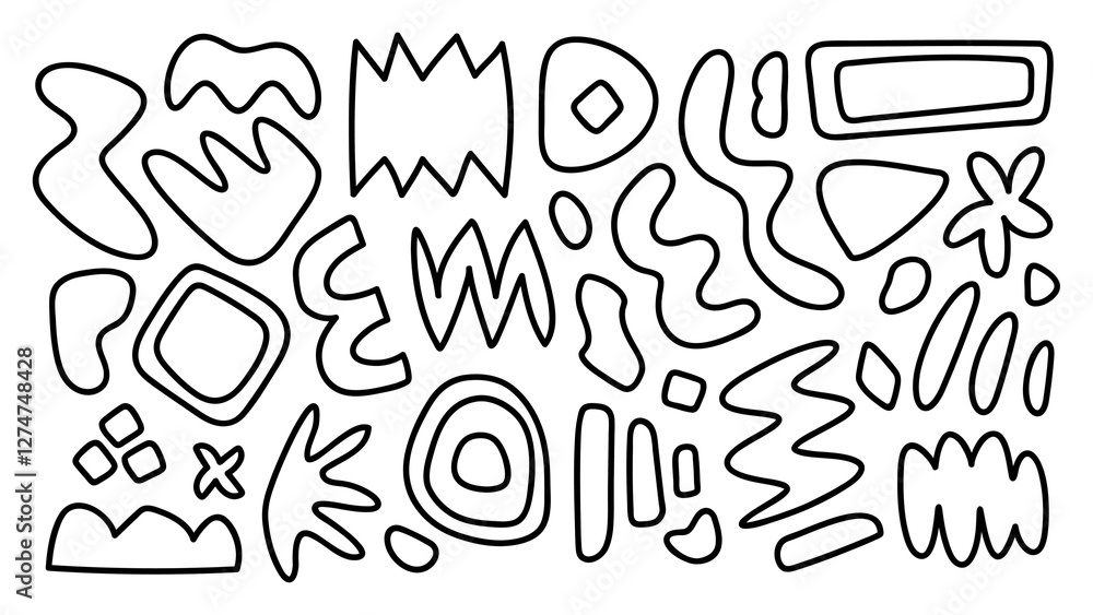 Obraz premium PNG Abstract shapes line art on transparent background