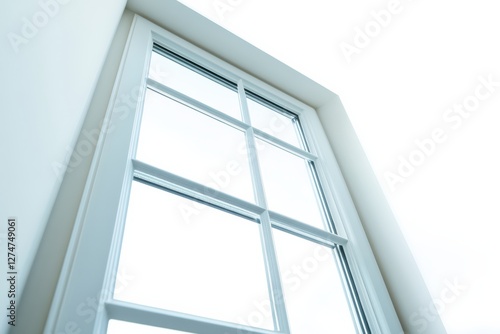 Light filtering through a minimalist window on a bright day in a modern room isolated on transparent background