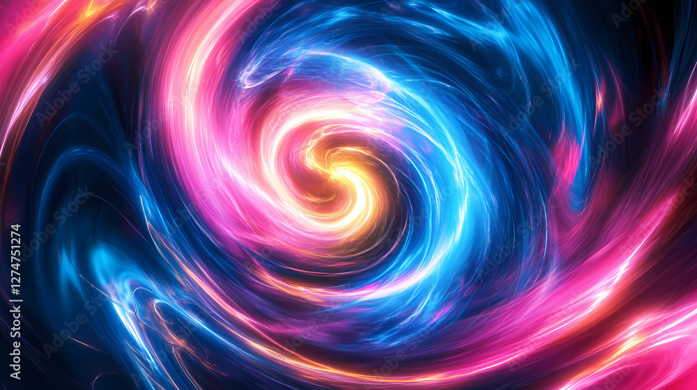 Swirling neon vortex of dynamic electric blue hot pink and bright yellow radiating energy. Electric Aurora Vortex. Illustration Swirling neon vortex of dynamic electric blue hot pink and bright yellow radiating energy. Electric Aurora Vortex. Illustration