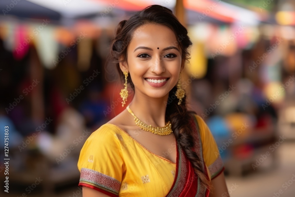 Portrait of a beautiful indian woman in traditional clothing smiling at camera Portrait of a beautiful indian woman in traditional clothing smiling at camera
