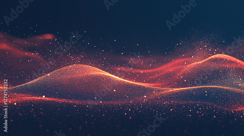 abstract background with Dark red, blue and gold particle. Golden light shine particles bokeh on navy blue background