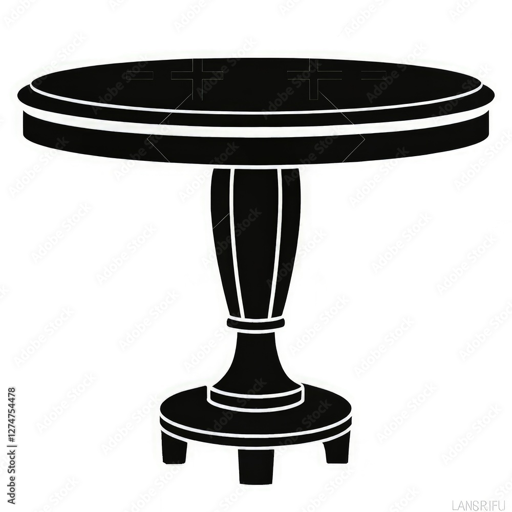 Round Black Silhouette Table Design Suitable for Various Settings. Generative AI Round Black Silhouette Table Design Suitable for Various Settings. Generative AI