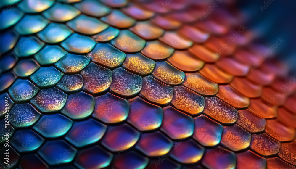 Iridescent Dragon Scales with Vivid Colors and Futuristic Texture Iridescent Dragon Scales with Vivid Colors and Futuristic Texture