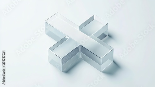 Transparent Glass Cross Symbol 3D Icon
