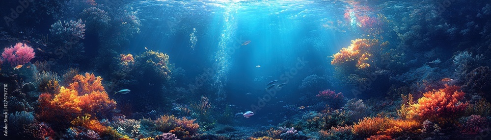 Fototapeta premium Exploring vibrant coral reefs underwater wonders marine life ocean depths scenic view biodiversity