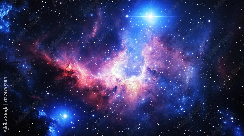 Obraz premium Celestial Phenomenon with Brilliant Aurora-Like Cosmic Lights and Mysterious Deep Space Nebula Creating Ethereal Astronomical Display