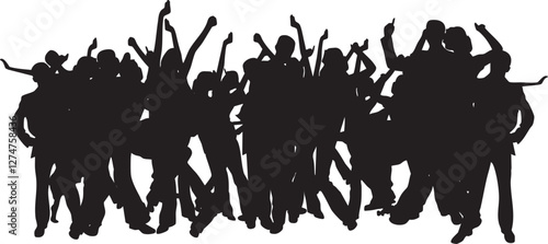 set of vector illustration a crowd of people at a concert with their hands up Adobe Illustrator Artwork 