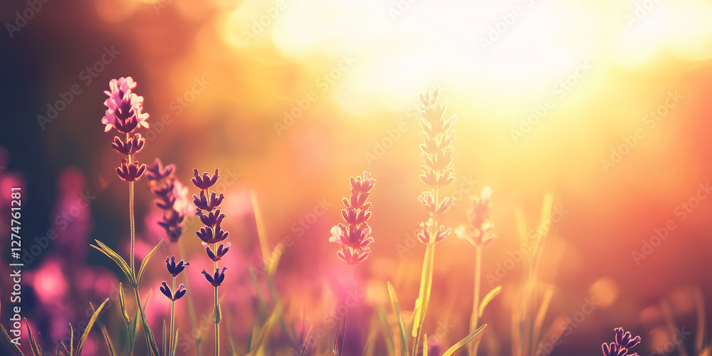 Beautiful summer sunset over lavender field. Beautiful summer sunset over lavender field.