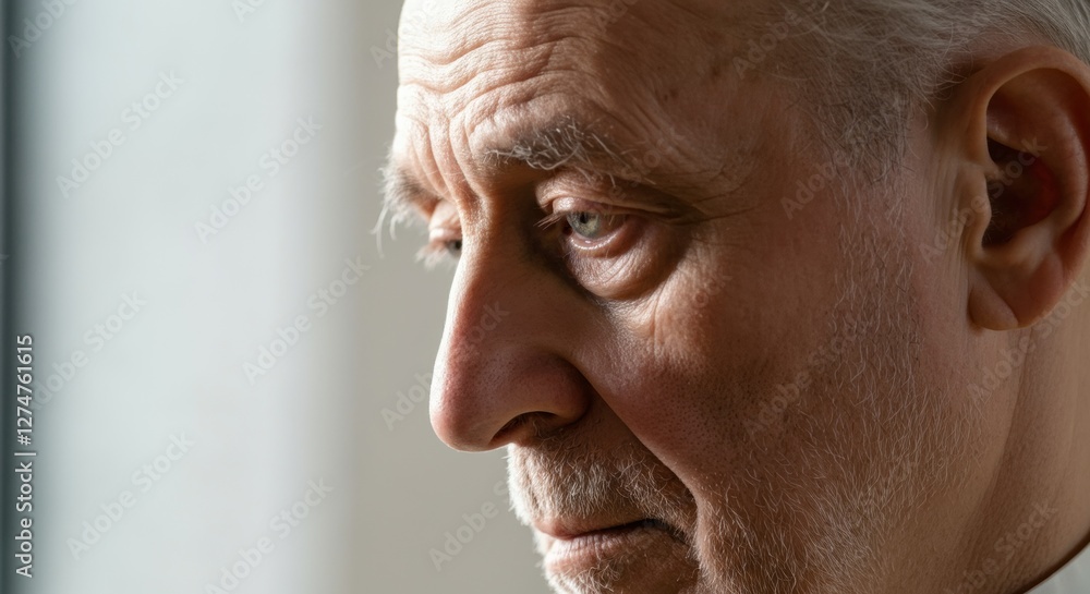 Elderly caucasian male with thoughtful expression Elderly caucasian male with thoughtful expression