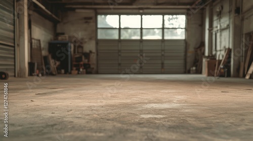 Empty Industrial Garage Interior photo