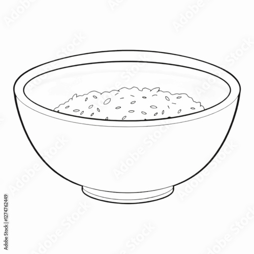 Illustration of a rice bowl, perfect for food menus, culinary branding, or Asian cuisine visuals.