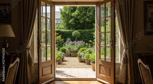 French door opening to garden
