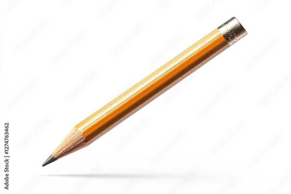 A sharpened yellow pencil sits at an angle on a clean white surface, ready for creativity isolated on transparent background A sharpened yellow pencil sits at an angle on a clean white surface, ready for creativity isolated on transparent background