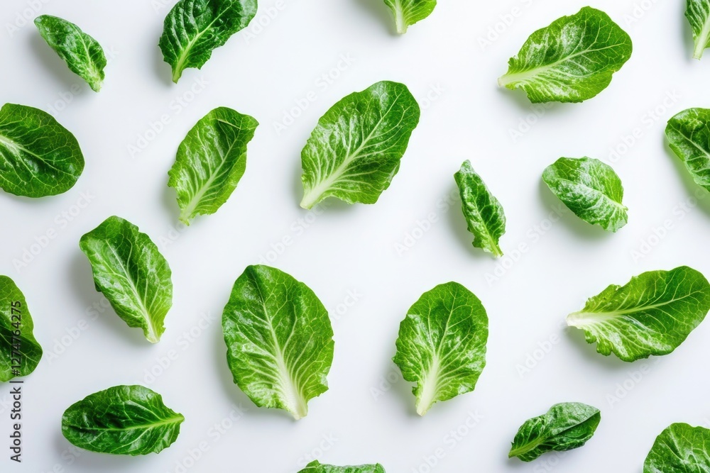 Bunch of fresh green lettuce leaves against a light background Bunch of fresh green lettuce leaves against a light background