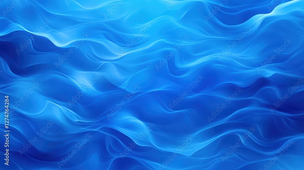 Obraz premium A mesmerizing abstract background featuring flowing waves of blue hues, creating a calming effect. Ideal for highlighting themes of nature, water, and tranquility.
