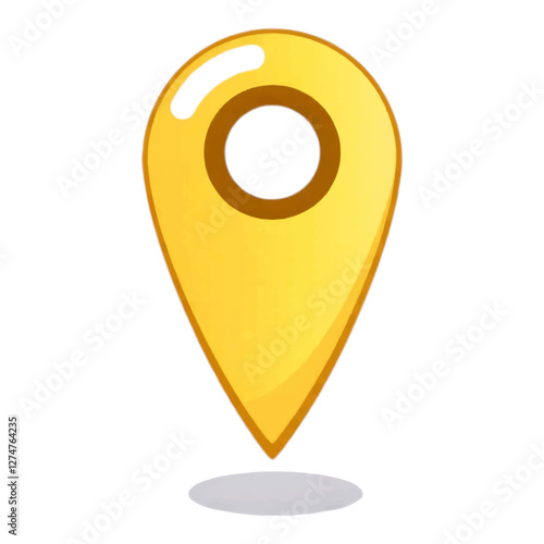 Illustration of a yellow location pin, ideal for maps, GPS navigation, and travel-related content.