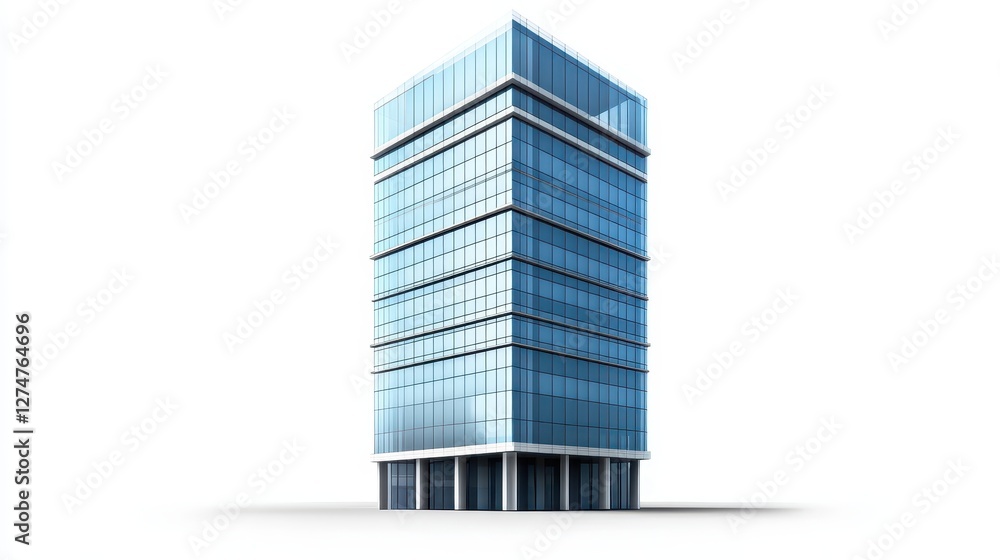 Modern glass skyscraper with minimalist design against clear sky Modern glass skyscraper with minimalist design against clear sky