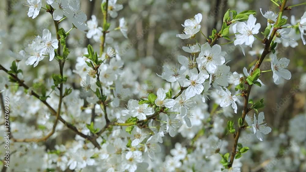 Delicate white plum blossoms gently swaying on tree branch, creating serene springtime landscape against clear blue sky, embodying natural beauty and seasonal renewal
Delicate white plum blossoms gently swaying on tree branch, creating serene springtime landscape against clear blue sky, embodying natural beauty and seasonal renewal