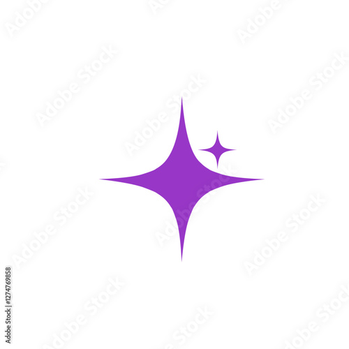 Two purple stars icon with four light corners. Vector illustration