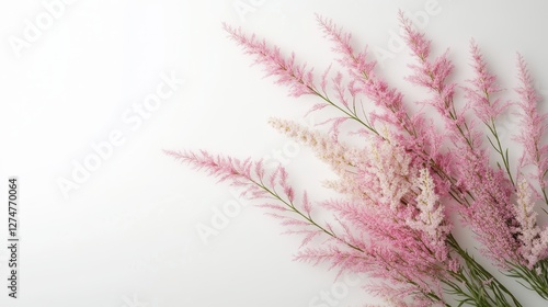 Elegant pink and white astilbe flowers on white background