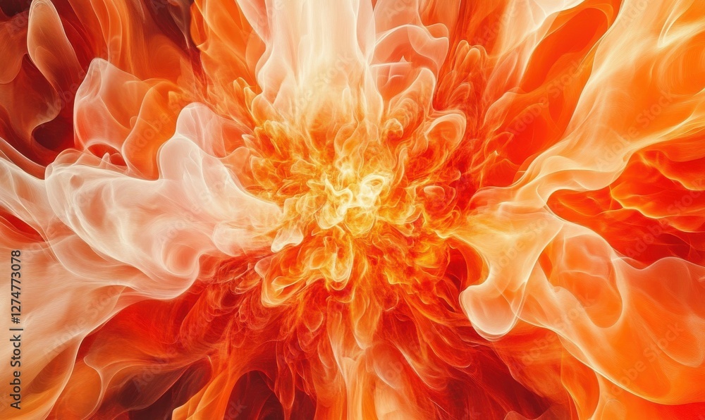 Abstract digital explosion of red and orange light, forming intricate geometric patterns. Abstract digital explosion of red and orange light, forming intricate geometric patterns.