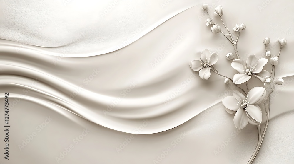 Elegant orchids, silk waves, wall art Elegant orchids, silk waves, wall art