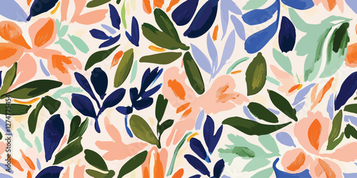 Floral abstract seamless patterns. Vector design for different surfaces