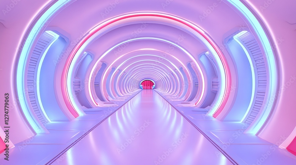 Futuristic Pink and Blue Neon Tunnel 3d Render Futuristic Pink and Blue Neon Tunnel 3d Render