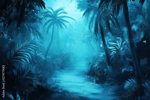 Mysterious blue jungle path