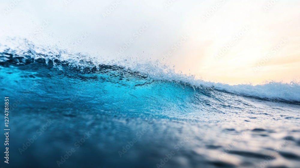 Obraz premium Bioluminescent ocean waves illuminate the night with a radiant blue glow, creating a magical atmosphere along the serene shoreline