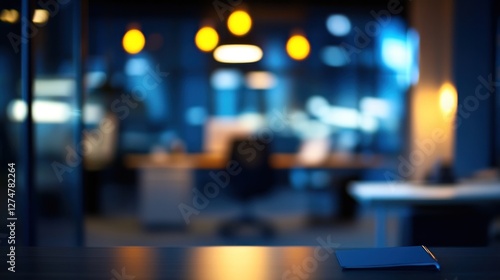 Wallpaper Mural Night office desk, blurred background Torontodigital.ca