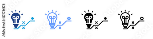 Strategy icon set multiple style collection