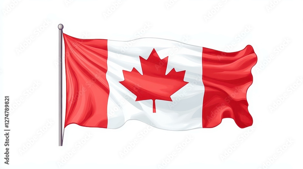 A vibrant Canadian flag illustration, set against a blurred white backdrop, showcasing national pride and design. A vibrant Canadian flag illustration, set against a blurred white backdrop, showcasing national pride and design.