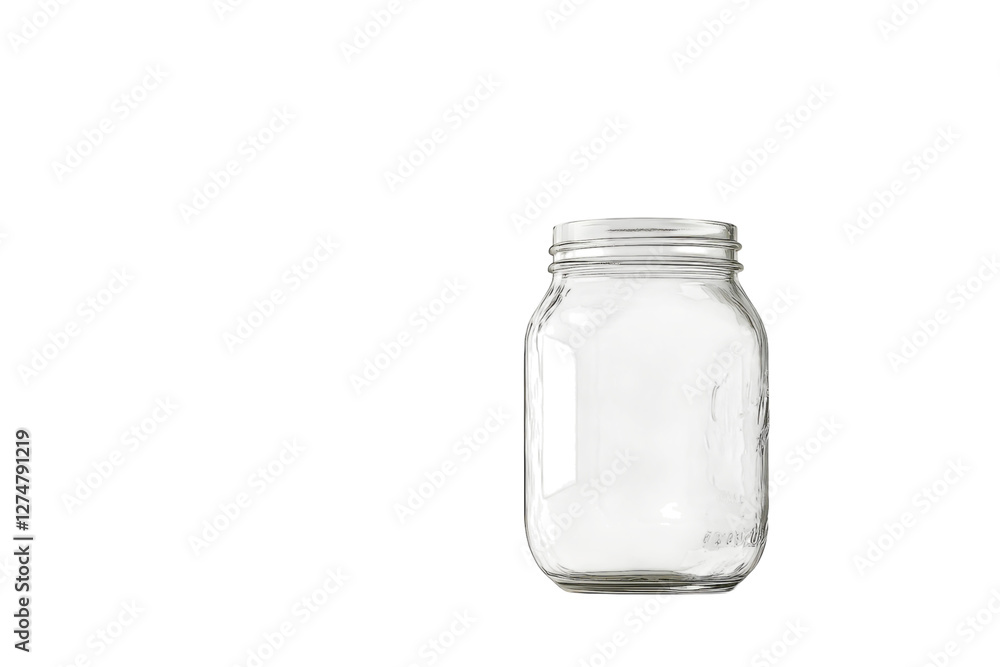 A simple glass jar resting on a smooth surface with soft lighting creating a calm atmosphere isolated on transparent background