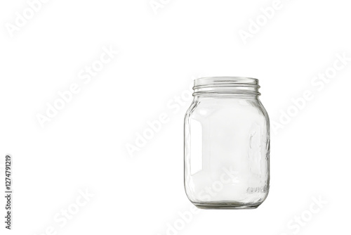 Obraz na płótnie A simple glass jar resting on a smooth surface with soft lighting creating a calm atmosphere isolated on transparent background w salonie