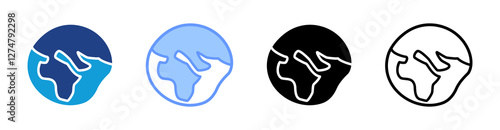 Geoid icon set multiple style collection