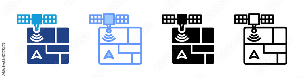 Satellite Imagery icon set multiple style collection Satellite Imagery icon set multiple style collection