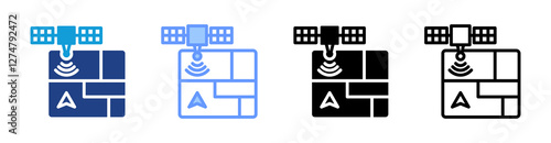 Satellite Imagery icon set multiple style collection