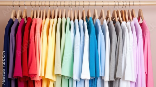 Wallpaper Mural Vibrant wardrobe rack brimming with an array of colorful clothes, adding a cheerful touch to any space. Torontodigital.ca