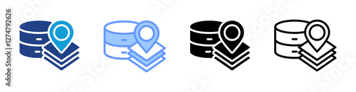 Geospatial Data icon set multiple style collection