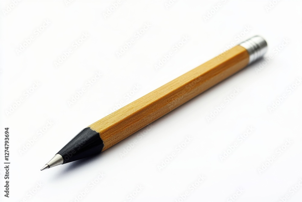 A sleek pencil resting on a white surface, ready to inspire creativity during a quiet moment isolated on transparent background A sleek pencil resting on a white surface, ready to inspire creativity during a quiet moment isolated on transparent background