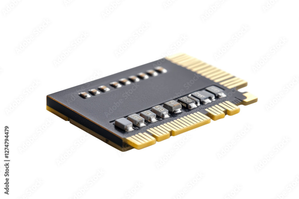 Exploring the intricate design of a modern microchip on a clean white surface isolated on transparent background Exploring the intricate design of a modern microchip on a clean white surface isolated on transparent background