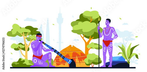 Australian authentics - modern colored vector illustration
