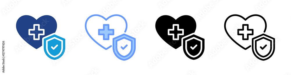 Fototapeta premium Insurance icon set multiple style collection